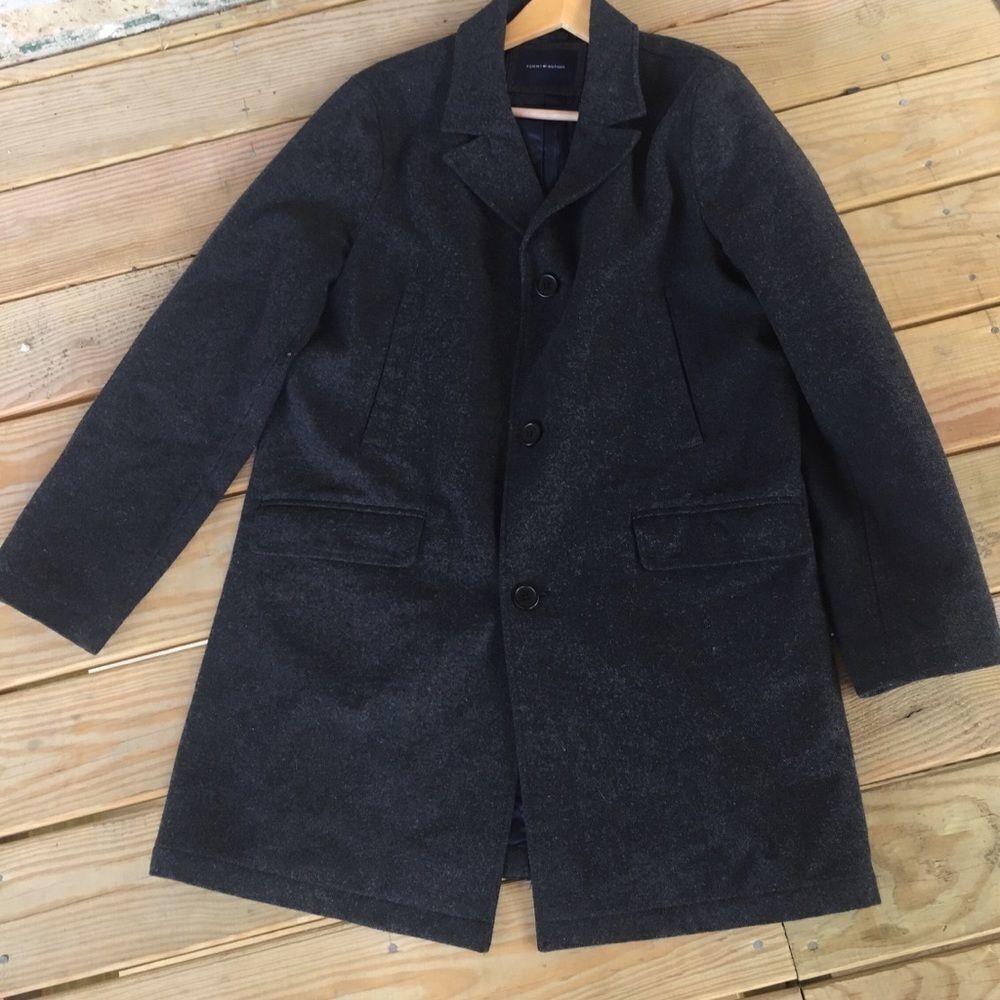 Tommy Hilfiger charcoal gray wool button coat